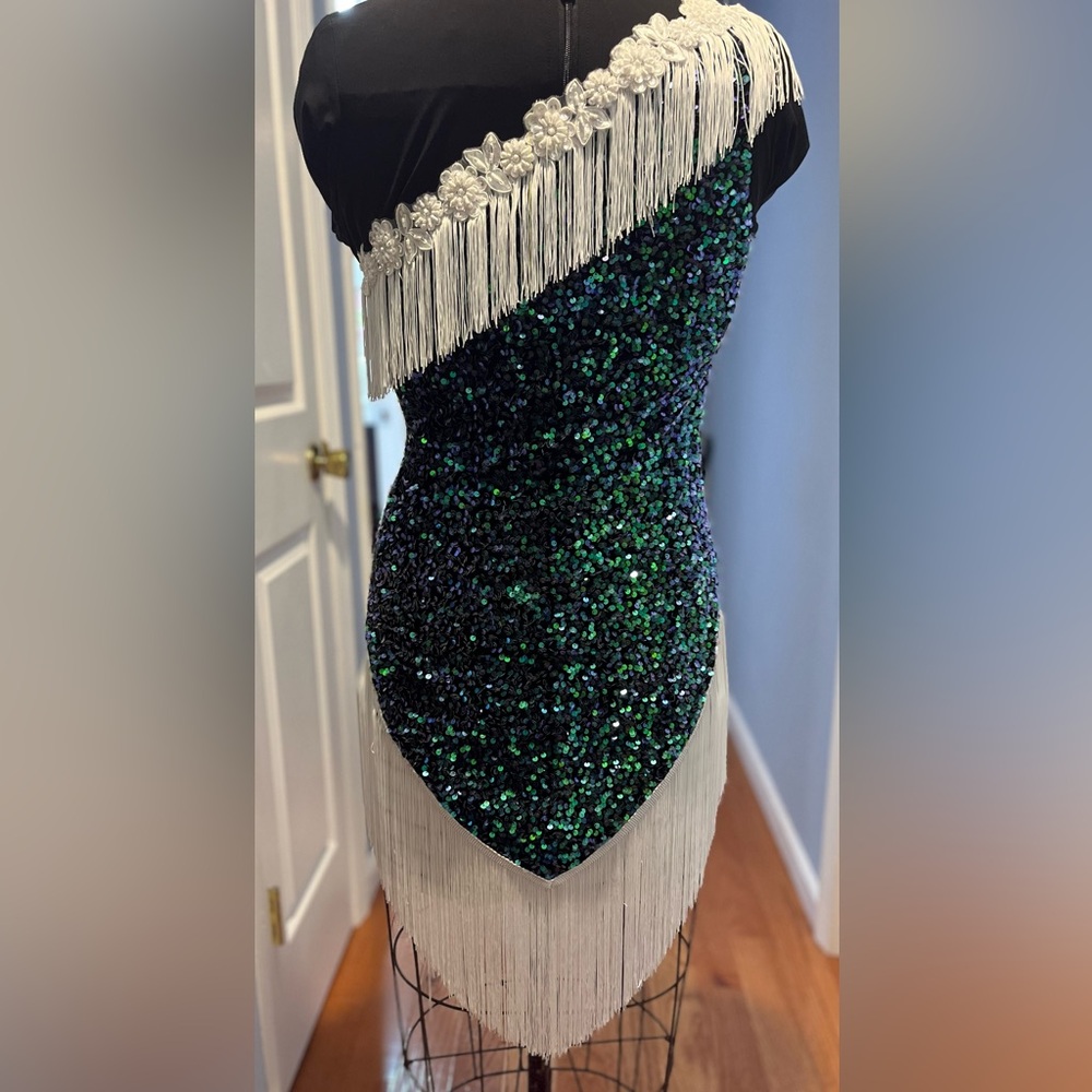 ✨ Vintage-Inspired Black Sequin Fringe Flapper Dress – 1920s Gatsby Style ✨